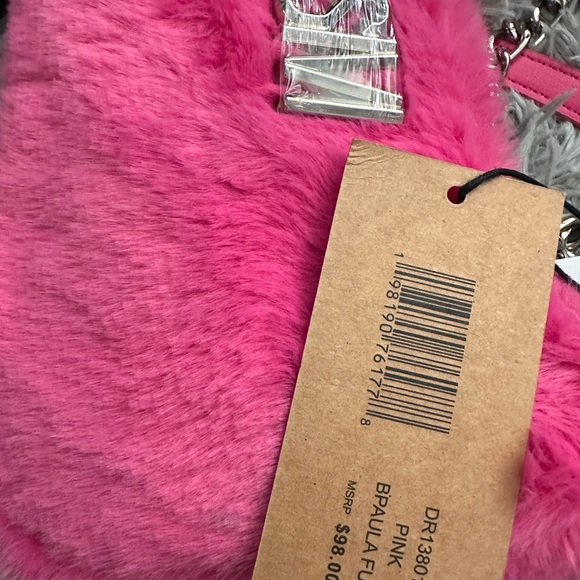 Steve Madden Pink Faux-Fur Chain Shoulder Bag NWT - Picture 4 of 4